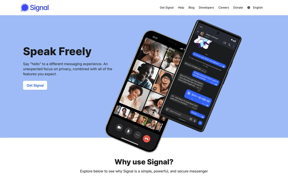 Screenshot of Signal.org