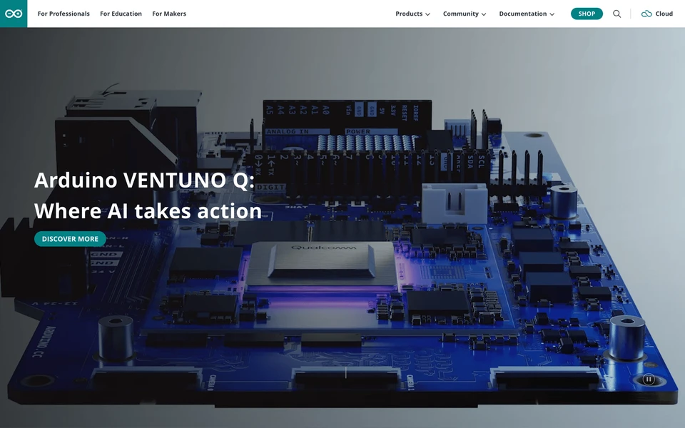 Screenshot of Arduino.cc