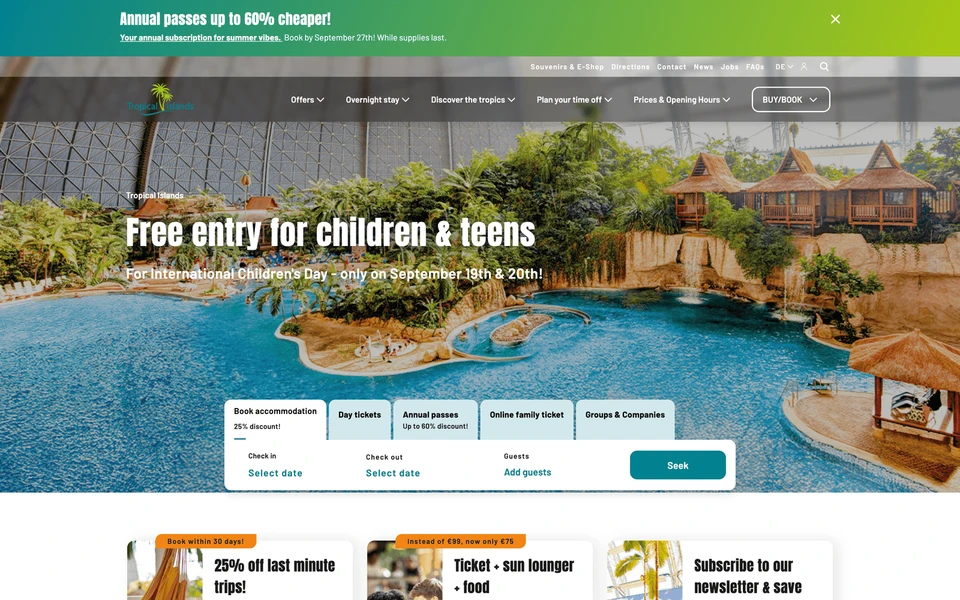 Screenshot of Tropical-Islands.de