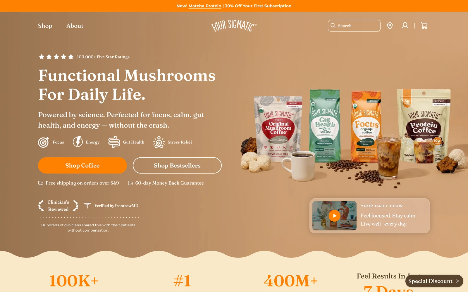 Top screenshot of FourSigmatic.com