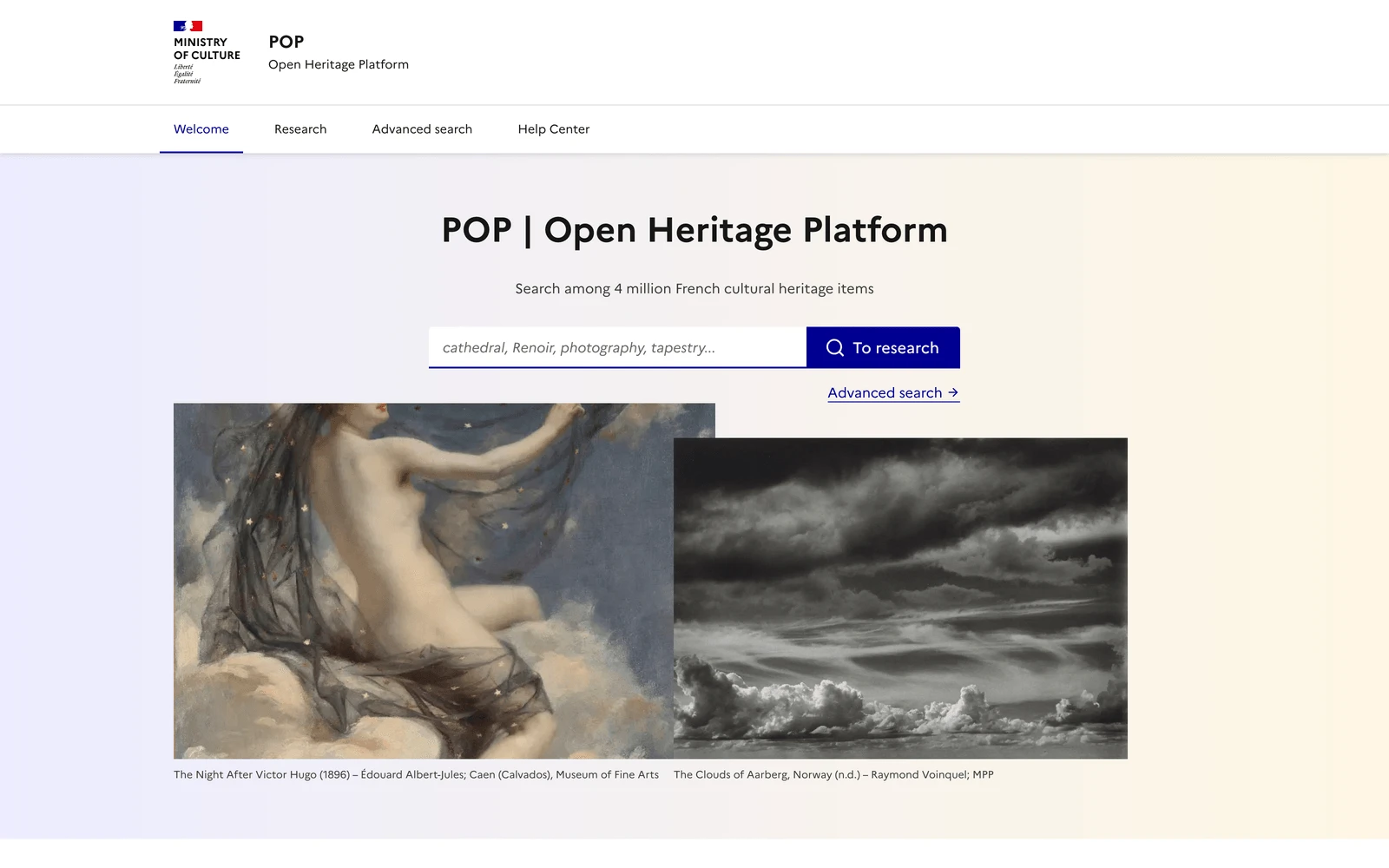 Top screenshot of Culture.gouv.fr POP