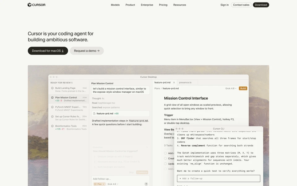 Screenshot of Cursor.com
