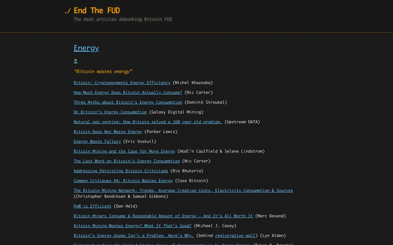 Top screenshot of EndTheFUD.org