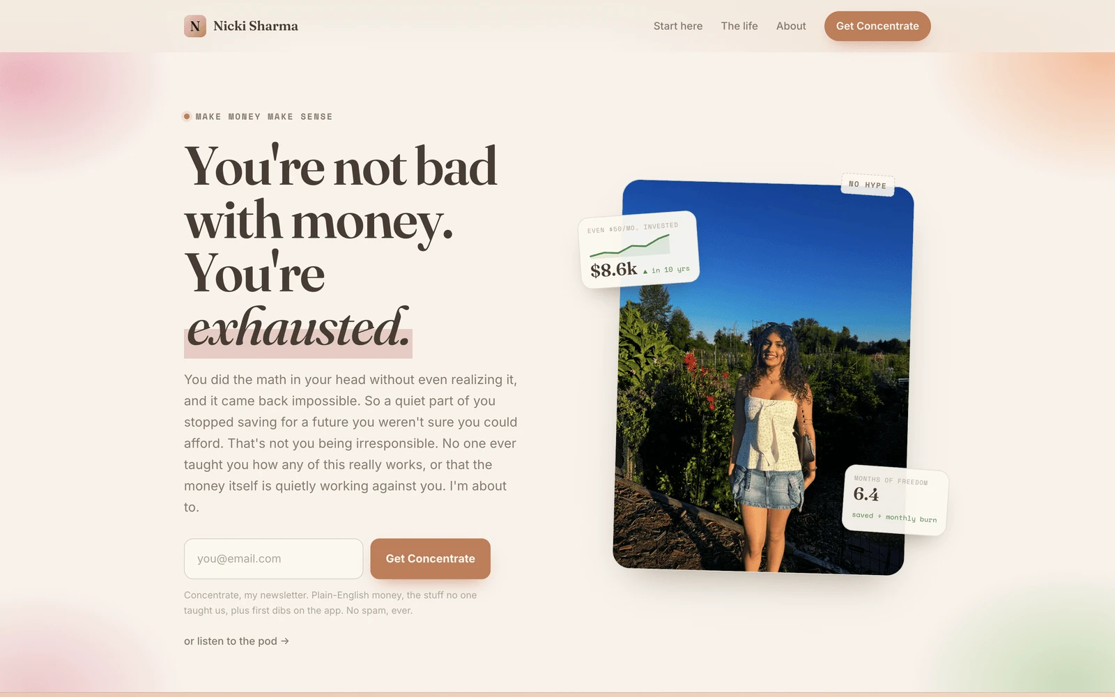 Top screenshot of NickiSharma.com