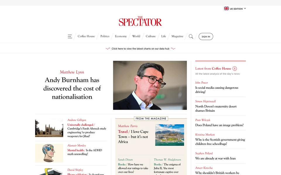 Screenshot of Spectator.com