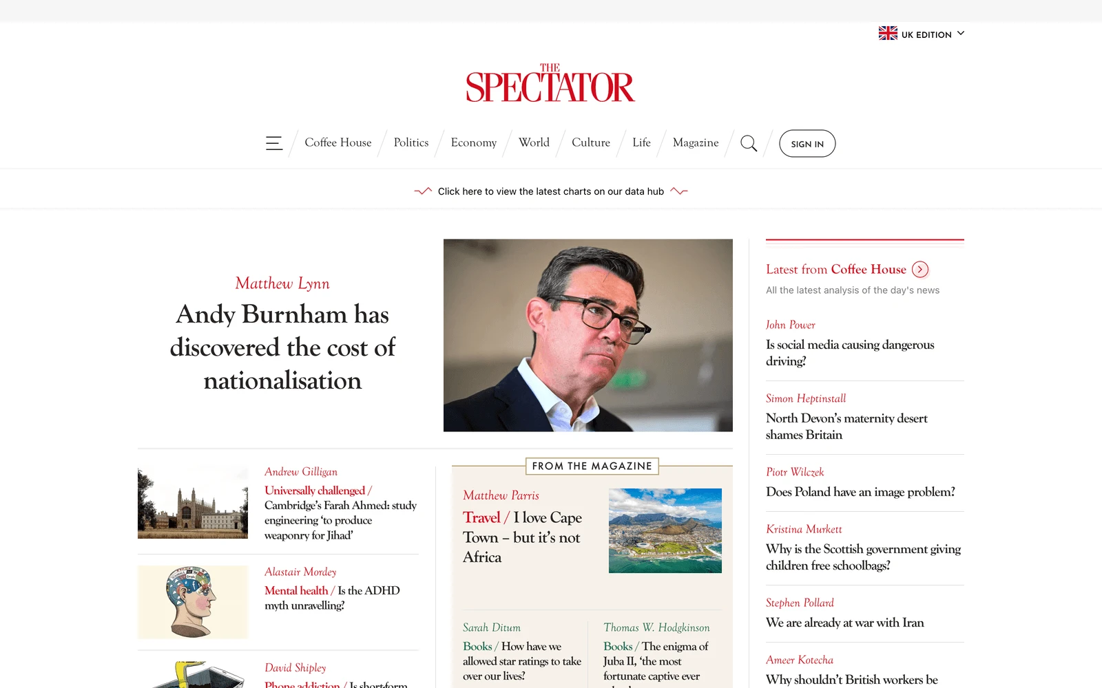 Top screenshot of Spectator.com