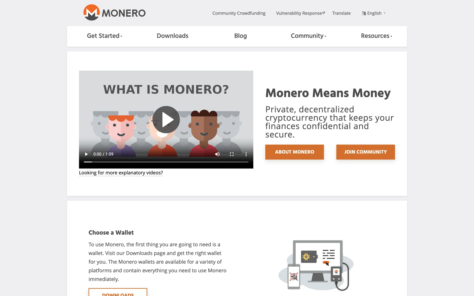 Top screenshot of GetMonero.org